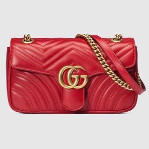 Gucci Red GG Marmont small matelassé shoulder bag